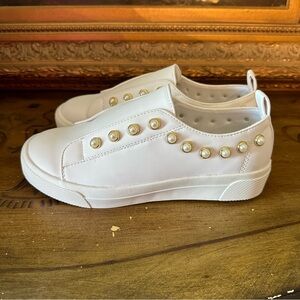 Pearly Sneakers Angel Steps Women's Pretty Pearly Sneaker Casual Shoes White